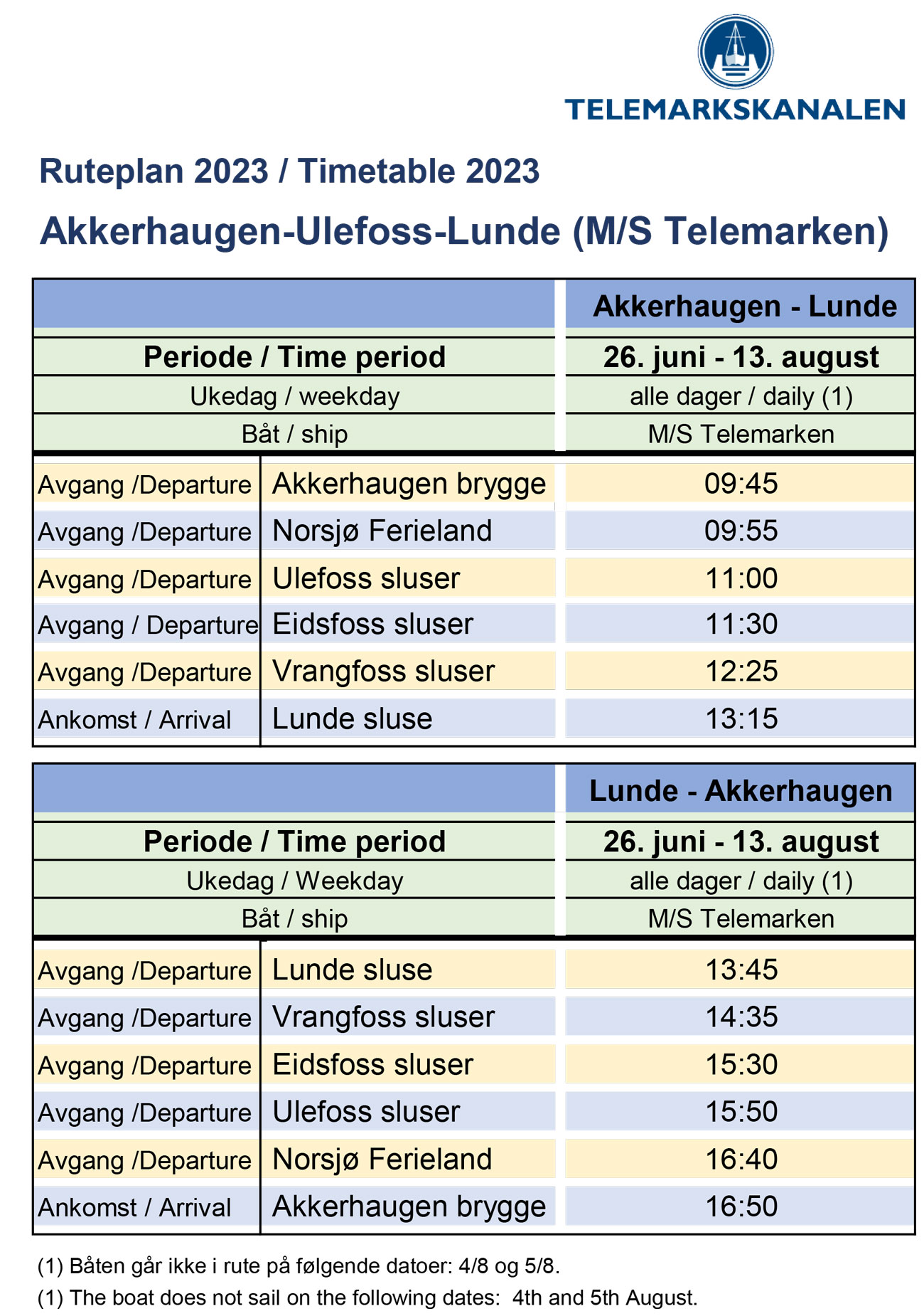 Ruteplan Akkerhaugen Lunde 2023