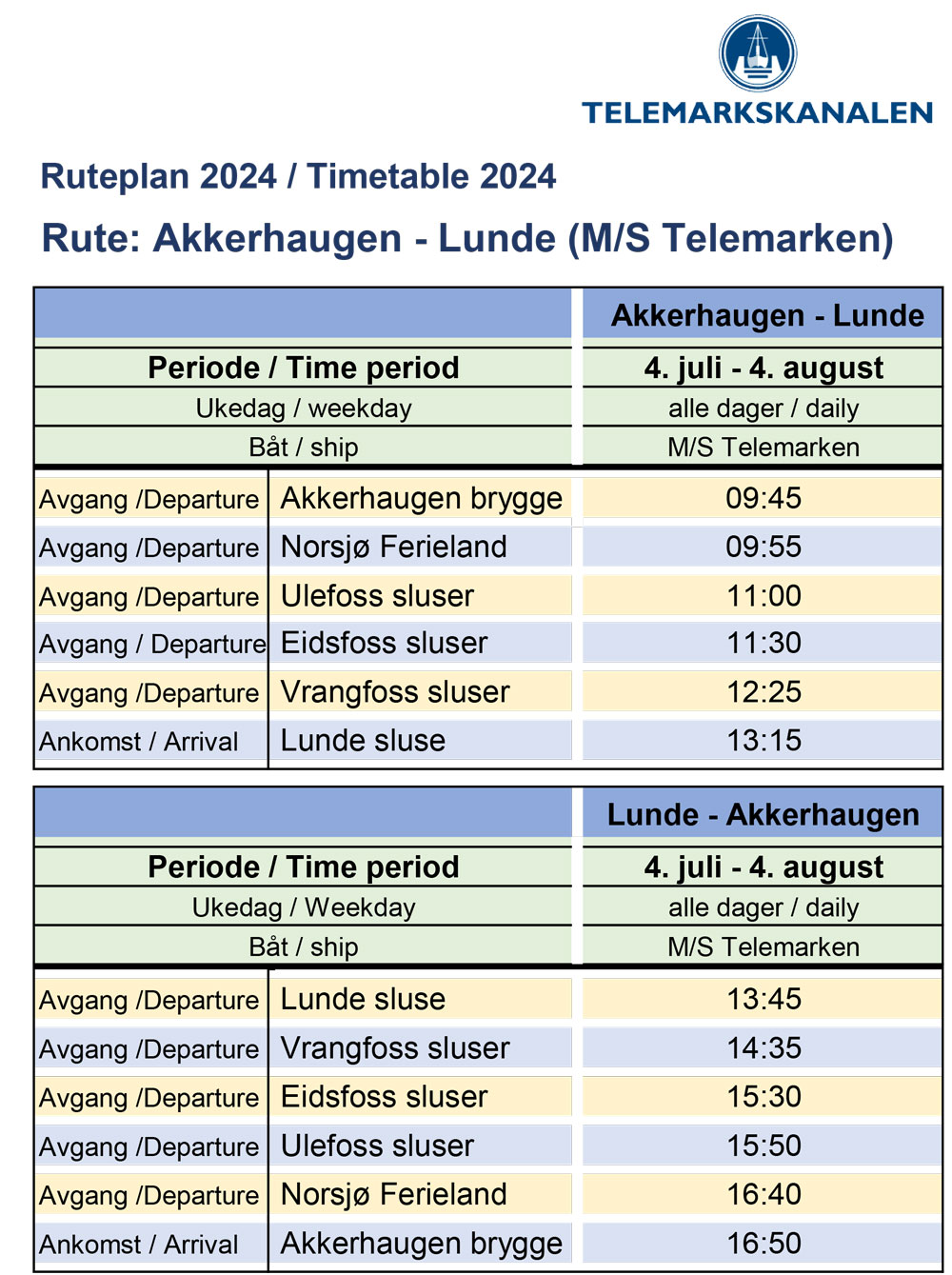 Ruteplan Akkerhaugen Lunde 2023